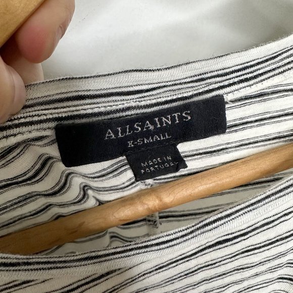 ALL SAINTS Paloma Striped Midi Dress with Knot Front Charcoal Grey Sz XS - Picture 10 of 12